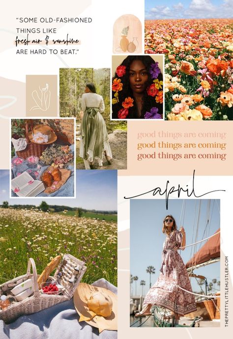 mood board, april vibes, spring vibes, spring aesthetic, aesthetic mood board, the pretty little hustler, nyc blogger April Mood Board Aesthetic, Spring Mood Board Fashion, Spring Mood Board Aesthetic, April Mood Board, April Vibes, April Moodboard, Birthday Moodboard, Spring Mood Board, April Aesthetic