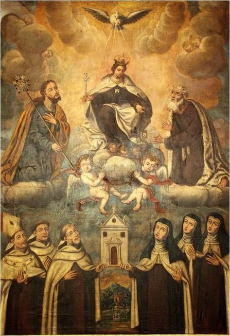 Carmelite Saints, Traditional Catholicism, Colonial Art, Catholic Pictures, Blessed Mary, Mount Carmel, Images Of Mary, Catholic Images, Blessed Mother Mary