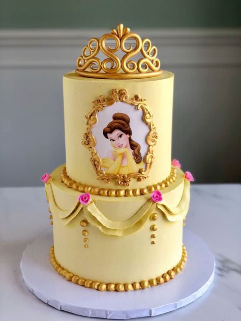 Birthday Cake Beauty And The Beast, Beauty And The Beast Cake Ideas, Beauty And The Beast Cakes, Belle Cake Ideas, Belle Birthday Party Cake, Belle Birthday Party Ideas, Belle Themed Birthday Party, Beauty And The Beast Birthday Party, Beauty And The Beast Birthday Cake