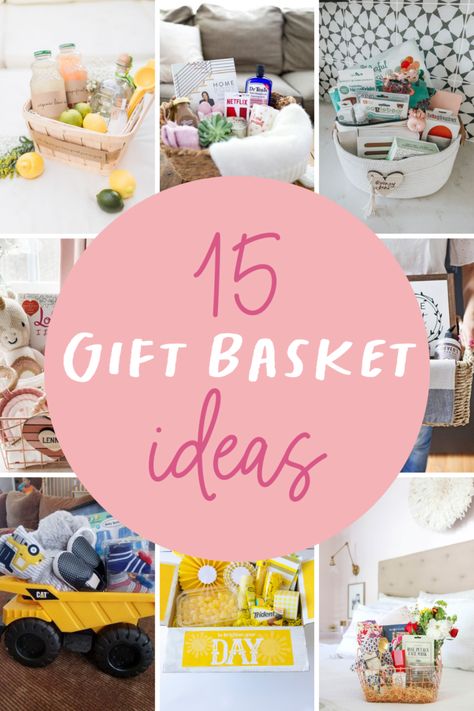 15 Gift Basket Ideas Everyone Will Love Receiving - Love The Day Shower Prize Baskets, Baby Basket Gift Ideas, Blue Gift Basket, Relaxation Gift Basket, Auction Gift Basket Ideas, Baby Shower Basket, Prize Ideas, Baby Boy Gift Baskets, Creative Gift Baskets