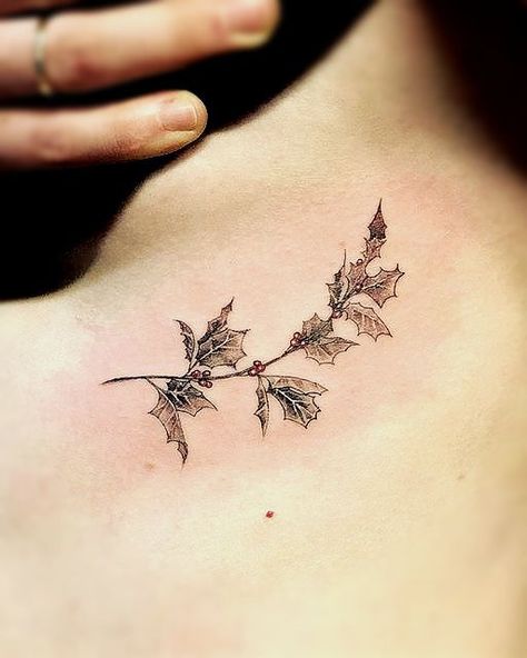 holly tattoo Holly Flower Tattoo, Holly Tattoo, Flower Tattoo Meaning, Lily Tattoo Meaning, Winter Tattoo, Ivy Tattoo, Water Lily Tattoos, Holly Flower, Snow Flake Tattoo