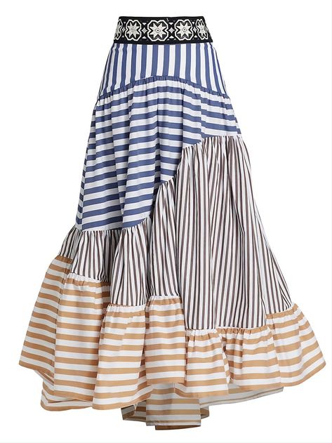 Ropa Upcycling, Skirt Inspiration, Cotton Midi Skirt, Striped Midi Skirt, Striped Skirt, Sewing Skirts, Fashion Sewing Pattern, Mode Inspo, Stripe Skirt