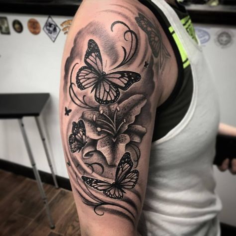 Tattoo Shading Background, Background Shading Ideas For Tattoos, Shaded In Butterfly Tattoo, Tattoo Background Shading Ideas, Flower Shaded Tattoo, Butterfly Tattoo Shading, Shade Tattoo Ideas, Shading Tattoo Background, Shading For Tattoos