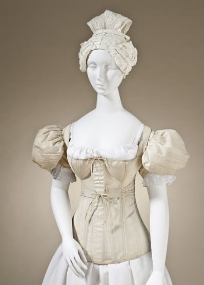 1830 corset, LA County Museum of Art Regency Stays, Romantic Era Fashion, 1830s Fashion, Gigot Sleeve, Romantic Period, 1800s Fashion, Romantic Era, Regency Fashion, Jeanne Lanvin