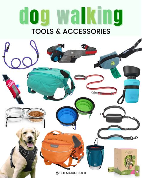 Dog walking and dog hiking accessories like my favorite leashes, dog packs, collapsible water bowls, treat bags, poop bag holders and more #dogwalking #doghiking #hiking Follow my shop @bellabucchiotti on the @shop.LTK app to shop this post and get my exclusive app-only content! #liketkit #LTKfit #LTKunder100 #LTKhome @shop.ltk https://liketk.it/3xTIy Dog Walking Bag Essentials, Dog Hiking Essentials, Dog Walking Supplies, Dog Walking Essentials, Babysitter Tips, Dog Necessities, Dog Apps, Pet Influencer, Dog Walking Outfit