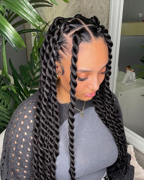 JUMBO TWISTS ARE BACK 🚨⚡️💗 - Jumbo twists are back on the service lost girlies!! I’m looking forward to getting you all booked in for… | Instagram Jumbo Box Twist, Twist Box Braids Hairstyles, Jumbo Senegalese Twist Hairstyles, Braids Twists For Black Hair, Jumbo Twists With Curls, Jumbo Twist Braids Hairstyles, Box Twists Hairstyles, Jumbo Boho Twists, Natural Hair Styles Twist