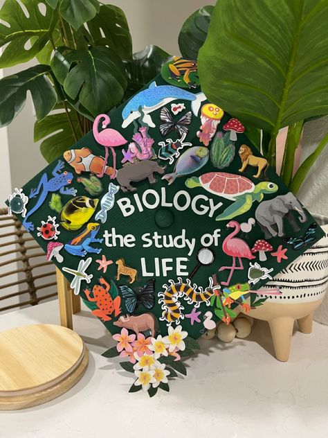 Ecology Graduation Cap, Zoology Graduation Cap, Biology Cap Decoration, Biology Major Graduation Pictures, Biology Grad Cap, Nature Grad Cap, Biology Graduation Cap, Science Graduation Cap, Graduation Cap Designs College