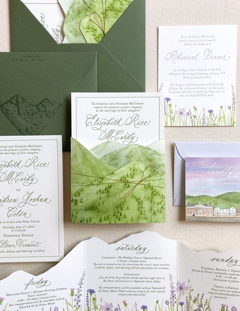 Watercolor Wedding Venue Invitations, Montana Wedding Invitations, Mountain Wedding Invitation Suite, Watercolor Map Wedding Invitations, Mountain Wedding Invitations Colorado, Watercolor Mountain Wedding Invitations, Mountain Wedding Invitation, Mountain Wedding Invitations, Welcome To The Party