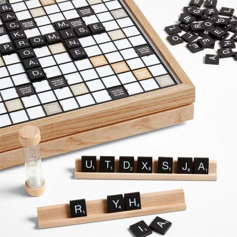 Scrabble Game Board, Natural Wood Cabinet, Puzzle Ideas, 2023 Wishlist, Scrabble Game, Scrabble Board, Sand Timer, Decorative Boards, Apartment Items