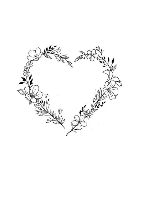 Heart Frame Tattoo, Floral Heart Tattoo, Flower Heart Tattoo, Hart Tattoo, Heart Tattoo Designs, Tattoos For Daughters, Flower Tattoo Designs, Simplistic Tattoos, Matching Tattoos