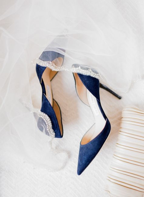 .. Wedding Shoes Blue Heels, Spring Wedding Shoes, Elegant Navy Wedding, Wedding Shoes Photography, Navy Blue Wedding Shoes, Jimmy Choo Wedding Shoes, Navy Wedding Shoes, Garden Romantic, Elegant Wedding Shoes