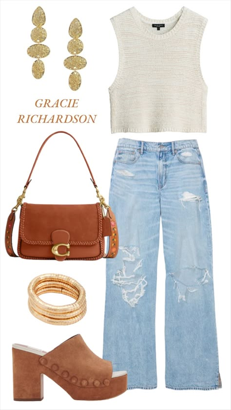 Sunday Church Outfits Summer, Cute End Of Summer Outfits, Daytime Party Outfit, Austin Texas Outfits Summer, Austin Tx Outfits, Outfit Inspo With Jeans, Boho Outfits Women, Summer Date Night Outfit Casual, Summer Lunch Outfit