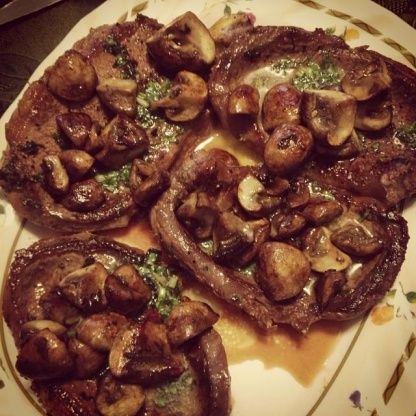 Beef tenderloin in basil, butter and garlic sauce & topped with mushrooms-simple yet incredible! From BHG 2007..... Steak Deburgo Recipe, Basil Butter, Tenderloin Steak, Mushroom Dish, Garlic Herb Butter, Tv Chefs, Beef Tenderloin, Des Moines Iowa, Herb Butter