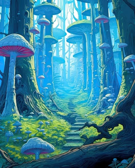 Fantasy Forest Concept Art, Forest Digital Art, Forest Games, Forest Drawing, Mushroom Forest, Forest Illustration, Fantasy Forest, Biome, Forest Art