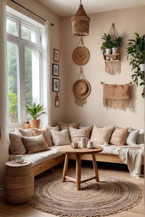 Transform your coffee nook into a cozy boho sanctuary! With stylish bohemian decor, plush cushions, natural materials, and earthy colors, you'll create an inviting space to enjoy your favorite brew. Discover how to mix unique textures and decor pieces that reflect the free-spirited style of boho living. From creative coffee stations to relaxing seating arrangements, find inspiration that'll make you eager to rewrite your coffee experience. Let your personality shine through and design a prayer of comfort and style! Boho Coffee Shop, Coffee Nook Ideas, Coffee Nooks, Boho Seating, Coffee Table Inspiration, Coffee Stations, Nook Ideas, Cozy Boho, Coffee Nook