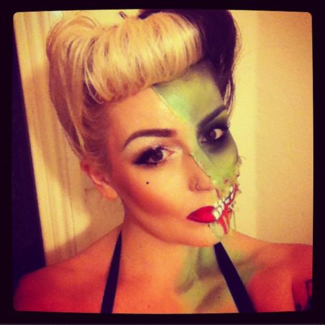 halloween pin up zombie. such a cute idea!! #Halloween #HalloweenMakeup Halloween Pinups, Pin Up Zombie, Zombie Photo, Zombie Pin Up, Halloween Pin Up, Body Ideas, Amazing Halloween Makeup, Horror Makeup, Zombie Costume