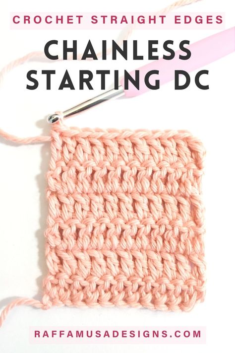 A double crochet swatch with straight edges obtained thanks to the chainless starting double crochet Crocheting Tips, Crocheted Headbands, V Stitch Crochet, Easy Beginner Crochet Patterns, Crochet Ripple Blanket, Crochet Cowl Free Pattern, Crochet Feather, Treble Crochet, Foundation Single Crochet