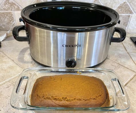 Crock-Pot Pumpkin Bread Bread In Slow Cooker, Pumpkin Crockpot, Slow Cooker Bread, Crockpot Dishes, Glass Baking Dish, Pumpkin Bread, Canned Pumpkin, Pumpkin Puree, Crock Pot