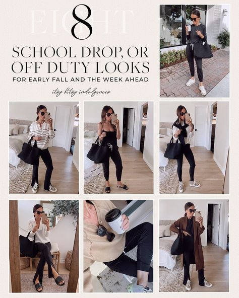 FALL STYLE || 10 Easy School Drop Off Outfits - Itsy Bitsy Indulgences School Drop Off Outfit Mom, School Drop Off Outfit, Mom Fall, Mom Funny, Drop Off, Fall Style, School Fun, Outfit Posts, School Outfit