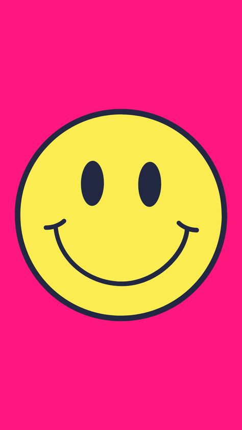 Smiley Face Cowboy Hat Wallpaper, Smily Face Painting Ideas, Pink And Yellow Smiley Face Wallpaper, Hot Pink Cartoon Aesthetic, Hot Pink And Yellow Aesthetic, Pink Smile Wallpaper, Hot Pink Smiley Face Wallpaper, Smily Face Wallpaper Aesthetic, Preppy Smiley Face Wallpaper