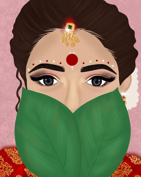 My take on the Bengali Bride Bengali Bride Painting, Bengali Bride Drawing, Bengali Women Painting, Bengali Drawing, Rajasthani Painting, Bengali Art, Indian Women Painting, Painted Clothing, Bengali Bride