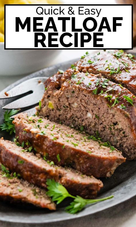 2lb Meatloaf Recipe, Meatloaf Recipes Easy, Quick And Easy Meatloaf, Quick Easy Meatloaf Recipe, Homestyle Meatloaf, Easy Meatloaf Recipe, Ketchup Recipe, Good Meatloaf Recipe, Ground Beef Recipes Healthy