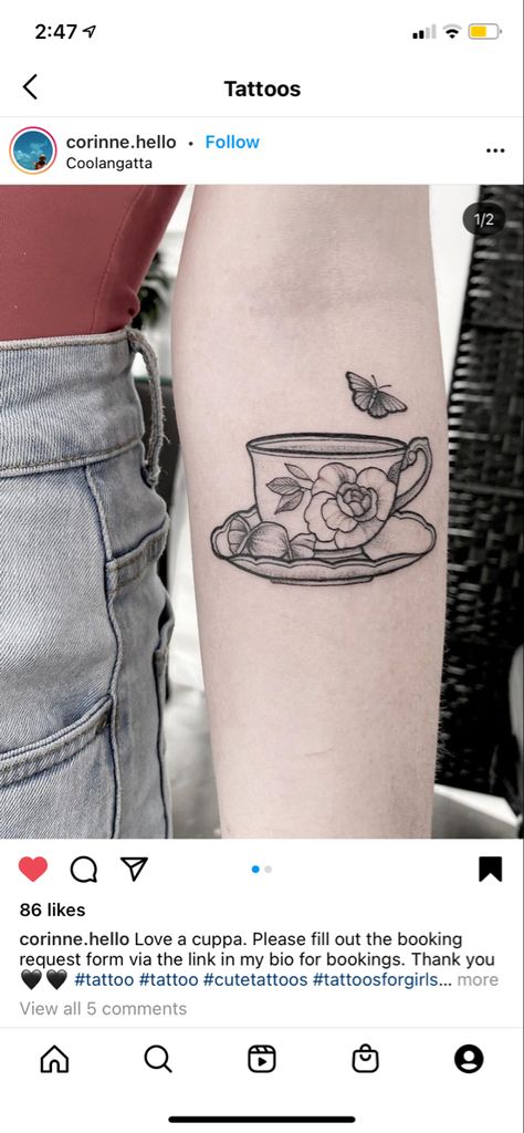 Tea Leaves Tattoo, Teapot Tattoo, Tea Tattoo, Teacup Tattoo, Cup Tattoo, Framed Tattoo, Body Adornment, Book Tattoo, Simplistic Tattoos