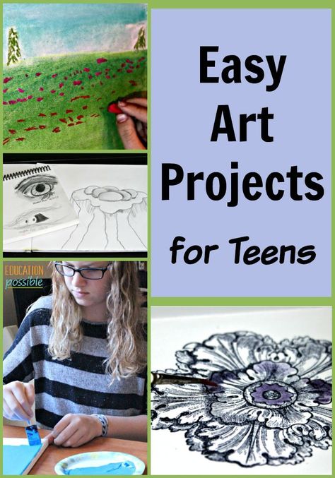 Teens need art in their lives. Middle schoolers need a chance to get creative, so homeschool art is an important subject to add to your day. Even if you're pressed for time, your tweens and teens can complete these simple art projects with little problem. We spent a lot of time as a part of the mixed media virtual classroom that's listed and loved it. Which easy project will you start with? #homeschool #art #teens Teen Art Projects, Homeschool Art Ideas, Sunflower Art Project, Homeschool Electives, Intermediate Art, Simple Art Projects, Homeschool Middle School, Chalk Pastel Art, High School Art Projects