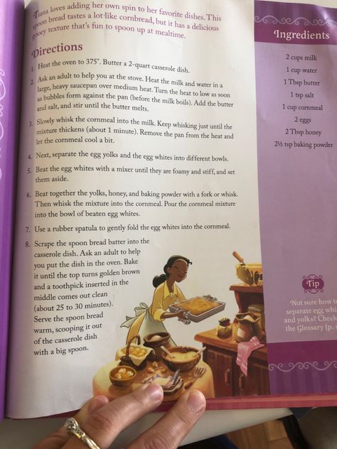 Disney Cook Book Recipes, Banned Disney Cookbook, Disney Princess Cookbook Recipes, The Disney Princess Cookbook, Disney Cookbook Recipes, Disney Princess Recipes, Fictional Recipes, Southern Spoon Bread, Disney Recipes From Movies