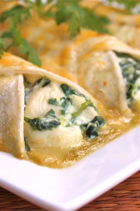 Spinach Enchiladas | "If you like spinach and Mexican food, you'll love these easy vegetarian enchiladas made with ricotta cheese and spinach." #vegetarian #vegetariandishes #vegetarianrecipes #allrecipes #vegetariancooking Spinach Enchiladas, Weeknight Casseroles, Vegetarian Enchiladas, Cheese Enchiladas, Enchilada Recipes, Spinach And Cheese, Vegetarian Cooking, Authentic Recipes, Easy Vegetarian