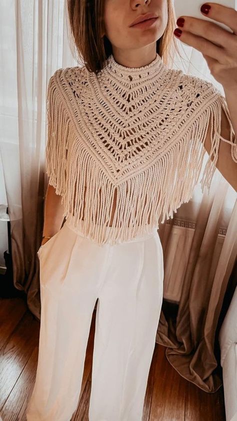 . #Macrame_Top #Macrame_Clothes #شال_كروشيه #Mode_Hippie