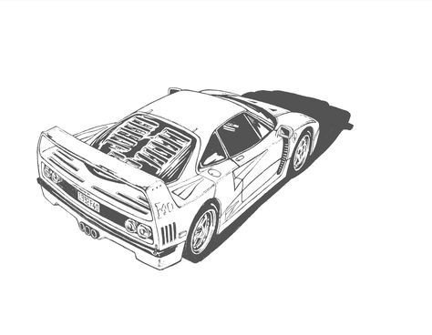 just a tiny sketch of ferrari F40, and it's not so good, but not bad I think. Ferrari F40, Car Sketch, Ferrari, Classic Cars, Drawings