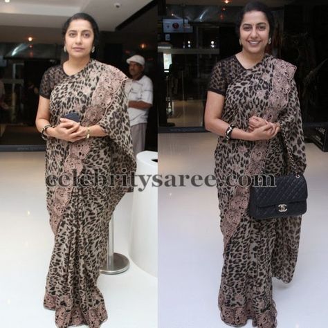 Suhasini Animal Printed Saree | Saree Blouse Patterns Animal Print Saree, Blouse Design 2023, Easy Dress Sewing Patterns, Cultural Fashion, Loft Stairs, Saree Blouse Design, Women Saree, Elegant Wear, Indian Kurta