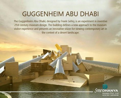 #Guggenheim Abu Dhabi - A Transnational #Museum Dedicated To #Contemporary Art and #Culture Guggenheim Abu Dhabi, Frank Gehry, Guggenheim Museum, Art And Culture, Desert Landscaping, Design Museum, Abu Dhabi, Sydney Opera House, Contemporary Art