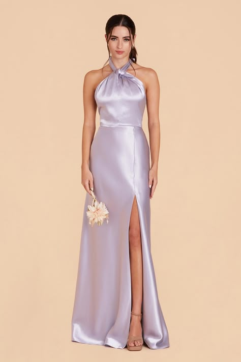 M / dusty lilac Pastel Lavender Bridesmaid Dresses, Purple Dress Maxi, Powder Blue And Lavender Wedding, Satin Lavender Bridesmaid Dresses, Lilac Bridal Party, Lilac Satin Bridesmaid Dresses, Satin Lilac Bridesmaid Dresses, Brides Maid Dresses Lilac, Lilac Satin Dress Long