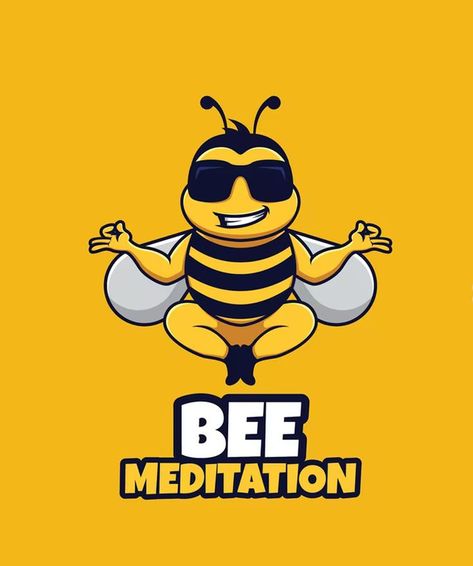 Bee Meditation Logo Template EPS, AI, PSD Meditation Logo, Bee Mascot, Bee Logo, Web Design Examples, Logo Quiz, Graphic Design Humor, Logo Number, Graphic Design Elements, Graphic Design Resume