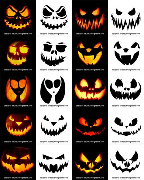 Free-Halloween-Pumpkin-Carving-Stencils--Ideas-Faces-Patterns-Printables-2018-(12 Minion Pumpkin Carving, Scary Pumpkin Carving Patterns, Printable Pumpkin Carving Stencils, Patch Quotes, Stencils Ideas, Fall Instagram, Scary Halloween Pumpkins, Halloween Pumpkin Carving Stencils, Carving Stencils