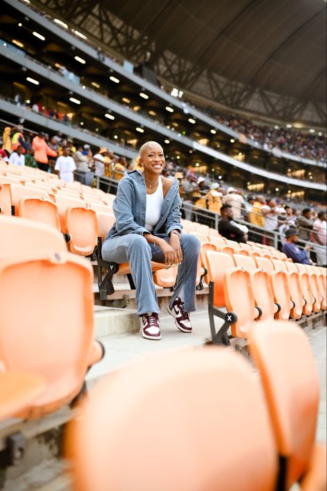 Cosy stadium fit for the gloomy football weather at the Nedbank Cup Semi Finals at FNB Stadium Stadium Photoshoot, Basketball Stadium, Fnb Stadium, African Images, Shoot Moodboard, African Image, Adidas Gazelles, Miami Shopping, Moms Photography