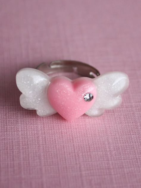 Kawaii Ring, Winged Heart, Kawaii Fairy, Kawaii Jewelry, Kawaii Accessories, Kawaii Aesthetic, Iron Metal, Kawaii Clothes, Jewelry Inspo