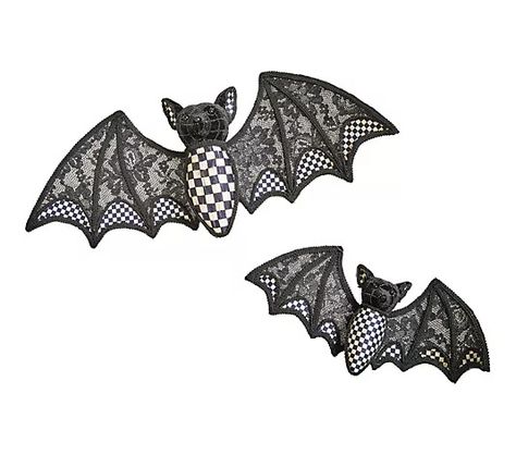 MacKenzie- Childs Set of 2 Hanging Velvet Check Bats - QVC.com Bat Figurine, Bethlehem Lights, Valerie Parr Hill, Courtly Check, Christmas Clearance, Patio Furniture Covers, Mackenzie Childs, Trending Gifts, Faux Plants