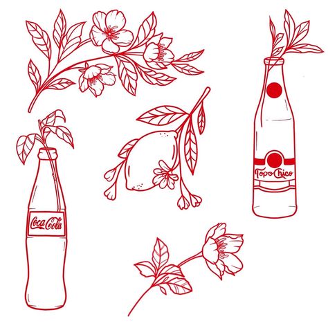 Topo Chico Tattoo, Sticker Flash Tattoo, Simple Flash Sheet, Small Tattoo Flash Sheet, Flower Flash Sheet, Flower Flash Tattoo, Lawyer Tattoo, Flower Tattoo Flash, Tattoo Flash Sheets