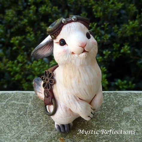 Steampunk Bunny, Steampunk Rabbit, White Rabbit Tattoo, Steampunk Aesthetic, Rabbit Tattoos, Clay Diy Projects, Cute Fantasy Creatures, Clay Animals, Kawaii Wallpaper