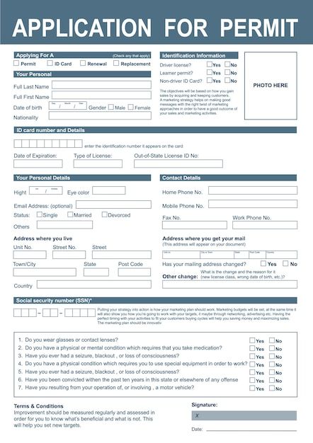 Illustration of permission form | Free Vector #Freepik #freevector #personal-info #register-form #application-form #online-form Application Letter For Employment, Learners Permit, Application Letters, Registration Form, Free Vector Illustration, Name Photo, Poster Layout, Application Form, Form Design