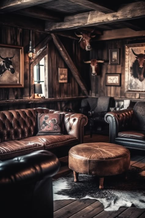 aesthetic cabin in the woods Dark Hunting Aesthetic, Hunting Lodge Aesthetic, Gothic Cabin, Airbnb Styling, Hunting Cabin Interior, Moody Cabin, Cowboy House, Western Boho Decor, Aesthetic Cabin