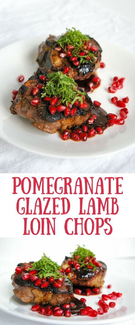 These Pomegranate Glazed Lamb Loin Chops are a decadent dinner that is sure to impress. Simple ingredients combine to create a burst of flavor. Pomegranate Lamb Chops, Lamb Loin Recipes, Glazed Lamb Chops, Pomegranate Lamb, Decadent Dinner, Pomegranate Sauce, Lamb Loin Chops, Lamb Loin, Pomegranate Recipes