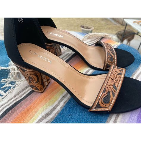 Western Tooled Heels, Tooled Leather High Heels, Western Dress Shoes Women, Western Prom Shoes, Western Heels Wedding, Western High Heels, Black Leather Wedding Shoes, Western Wedding Heels, Tooled Heels