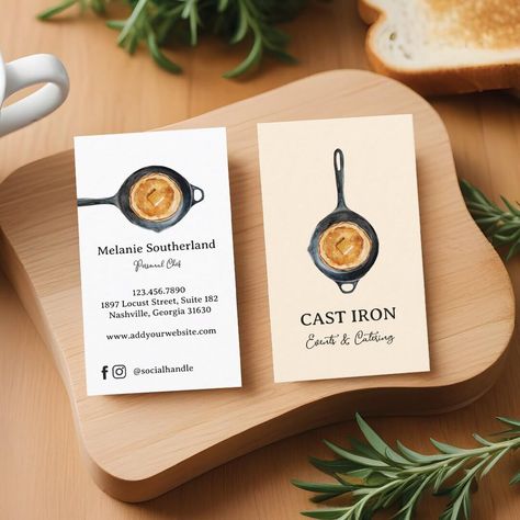 Private Chef Business Cards, Catering Business Cards, Food Business Card, Restaurant Business Cards, Washroom Decor, Card Design Template, Stylish Business Cards, Restaurant Business, Cafe Ideas