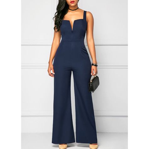 Rotita High Waist Wide Strap Navy Jumpsuit ($32) ❤ liked on Polyvore featuring jumpsuits, navy blue, jump suit, blue jump suit, navy blue jumpsuits, blue jumpsuits and high waisted jumpsuit Suit Navy Blue, Navy Blue Jumpsuit, Navy Jumpsuit, Jumpsuit Navy Blue, Formal Jumpsuit, Suit Blue, Blue Jumpsuit, Blue Jumpsuits, Wide Straps