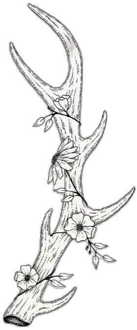 Tree And Deer Tattoo, Matching Antler Tattoo, Ear Tag Tattoo, Country Spine Tattoos, Deer Antlers Tattoo, Deer Antler Drawing, Deer Antlers Drawing, Deer Antlers With Flowers, Baby Deer Tattoo