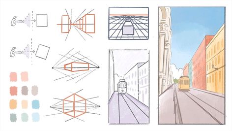 Three Point Perspective, Art Techniques Tutorial, Illustration Process, One Point Perspective, Procreate Ipad Art, Procreate Tutorial, Point Perspective, Drawing Exercises, Perspective Art